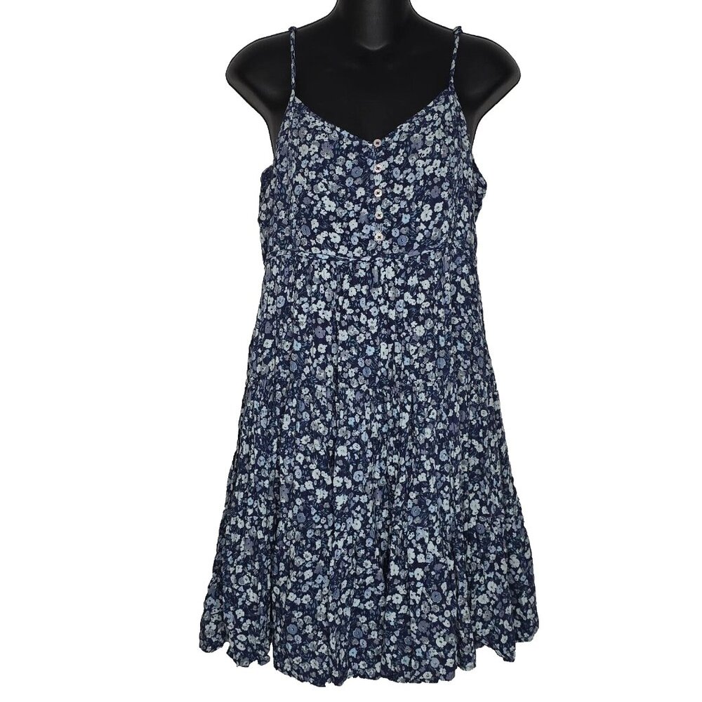 Lucky Brand Womens Large Micro Floral Tiered Baby Doll Dress Grunge Cottagecore